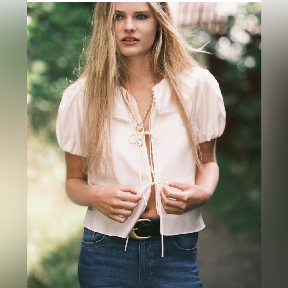 H&M Cream Puff Sleeve Blouse